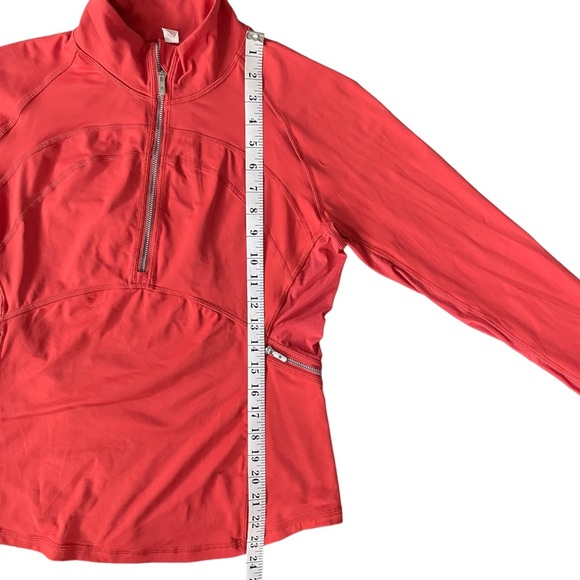 Lululemon Front Of The Pack 1/2 Zip Aries Red Luxtreme Run Long Sleeve Sz 10 - Picture 13 of 13
